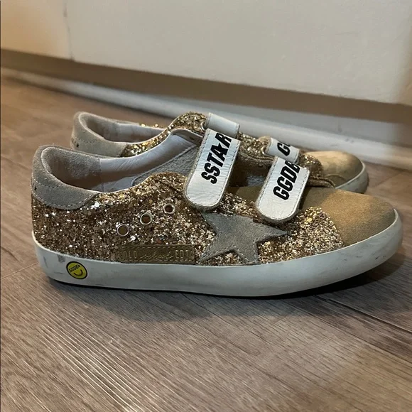 Golden Goose Girl’s Old School Glitter & Suede Grip-Strap Sneakers size EU 32 - Picture 2 of 9